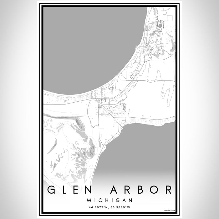 Glen Arbor Michigan Map Print Portrait Orientation in Classic Style With Shaded Background