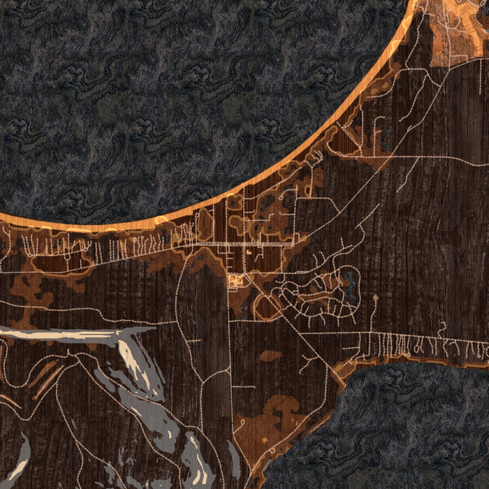 Glen Arbor Michigan Map Print in Ember Style Zoomed In Close Up Showing Details