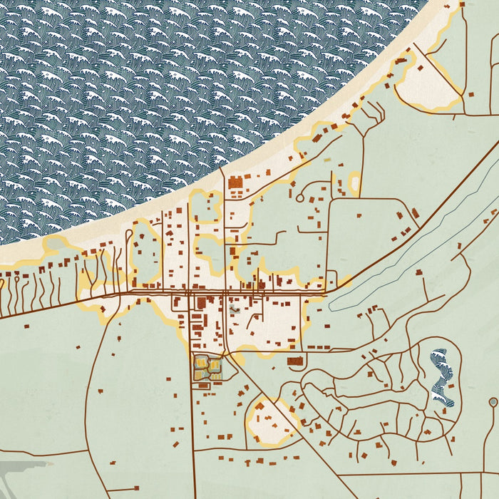 Glen Arbor Michigan Map Print in Woodblock Style Zoomed In Close Up Showing Details