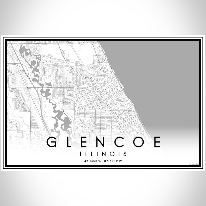 Glencoe Illinois Map Print Landscape Orientation in Classic Style With Shaded Background