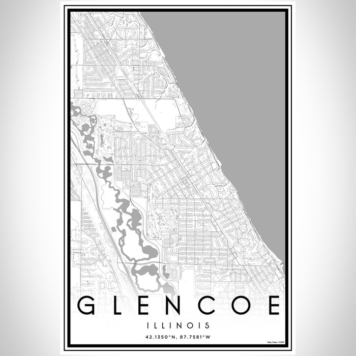 Glencoe Illinois Map Print Portrait Orientation in Classic Style With Shaded Background