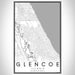 Glencoe Illinois Map Print Portrait Orientation in Classic Style With Shaded Background