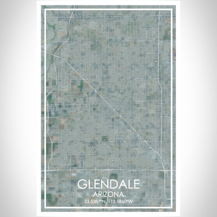 Glendale Arizona Map Print Portrait Orientation in Afternoon Style With Shaded Background