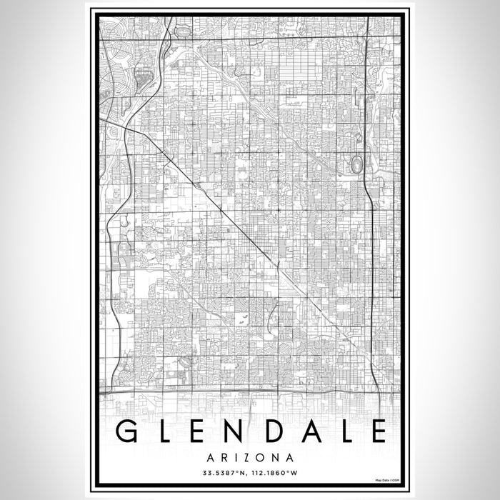 Glendale Arizona Map Print Portrait Orientation in Classic Style With Shaded Background