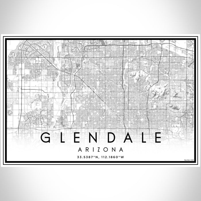 Glendale Arizona Map Print Landscape Orientation in Classic Style With Shaded Background