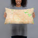 Person holding 20x12 Custom Glendale Arizona Map Throw Pillow in Watercolor