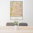 24x36 Glendale Arizona Map Print Portrait Orientation in Woodblock Style Behind 2 Chairs Table and Potted Plant