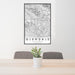 24x36 Glendale California Map Print Portrait Orientation in Classic Style Behind 2 Chairs Table and Potted Plant