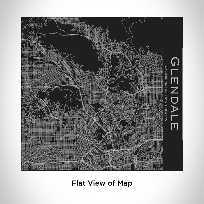 Rendered View of Glendale California Map Engraving on 17oz Stainless Steel Insulated Tumbler in Black