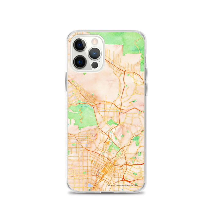Custom Glendale California Map iPhone 12 Pro Phone Case in Watercolor
