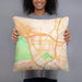 Person holding 18x18 Custom Glendale California Map Throw Pillow in Watercolor