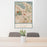 24x36 Glendale California Map Print Portrait Orientation in Woodblock Style Behind 2 Chairs Table and Potted Plant