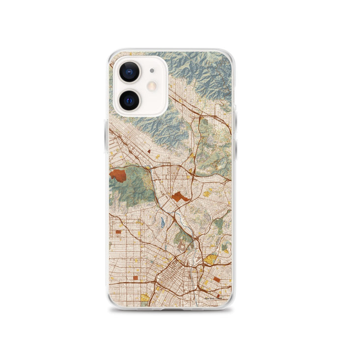 Custom Glendale California Map iPhone 12 Phone Case in Woodblock