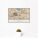 12x18 Glendale California Map Print Landscape Orientation in Woodblock Style With Small Cactus Plant in White Planter