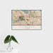 16x24 Glendale California Map Print Landscape Orientation in Woodblock Style With Tropical Plant Leaves in Water