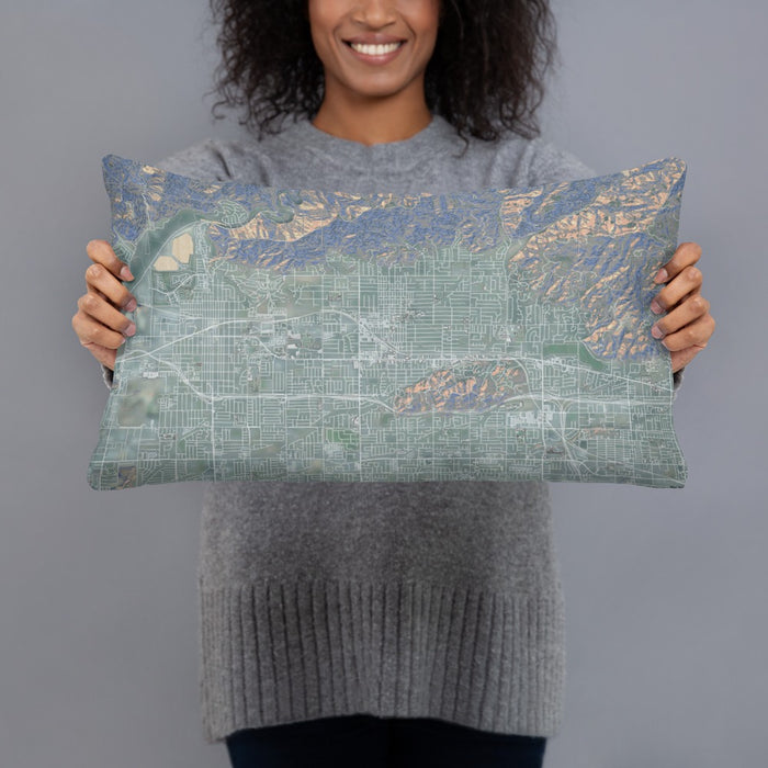 Person holding 20x12 Custom Glendora California Map Throw Pillow in Afternoon