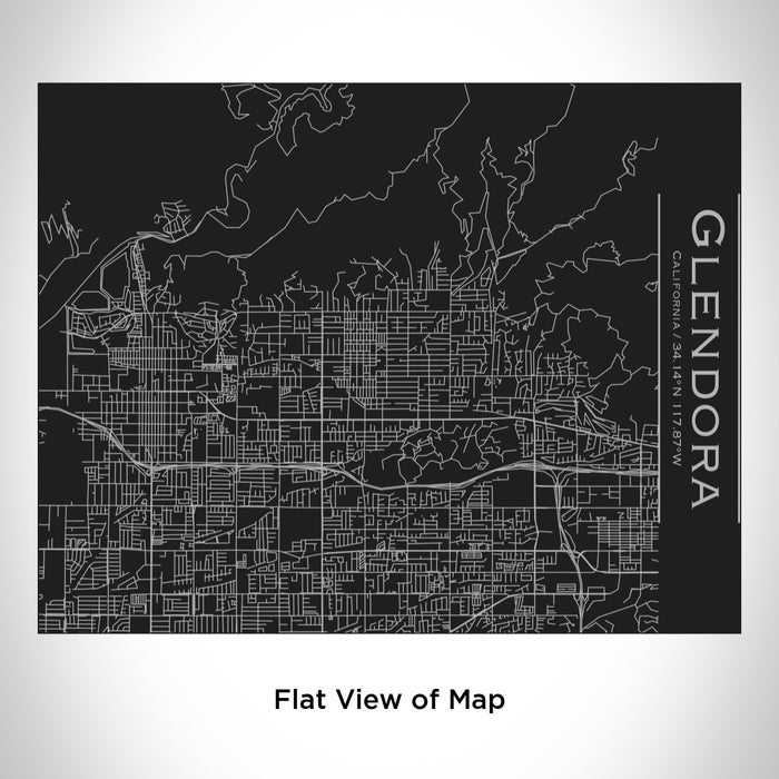 Rendered View of Glendora California Map Engraving on 20oz Stainless Steel Insulated Bottle with Bamboo Top in Black
