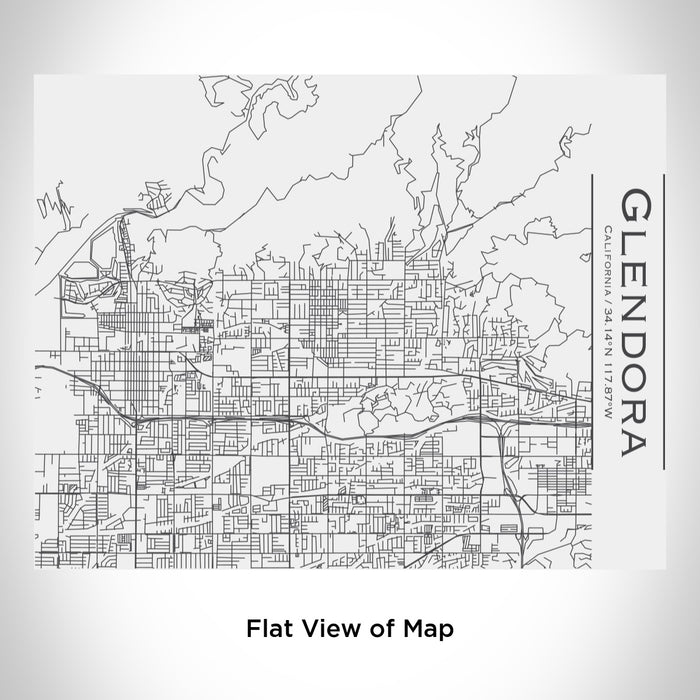 Rendered View of Glendora California Map Engraving on 20oz Stainless Steel Insulated Bottle with Bamboo Top in White