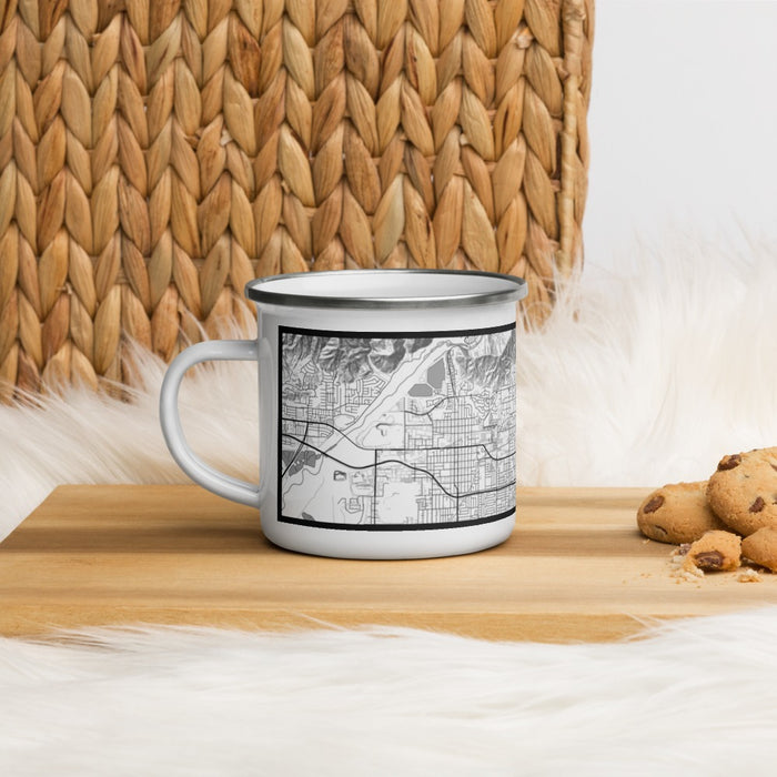Left View Custom Glendora California Map Enamel Mug in Classic on Table Top
