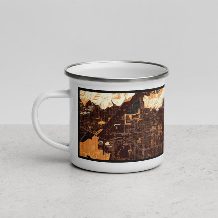 Left View Custom Glendora California Map Enamel Mug in Ember