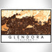 Glendora California Map Print Landscape Orientation in Ember Style With Shaded Background