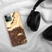 Custom Glendora California Map Phone Case in Ember on Table with Black Headphones