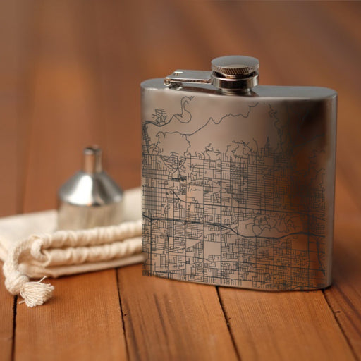 Glendora California Custom Engraved City Map Inscription Coordinates on 6oz Stainless Steel Flask