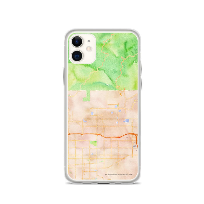 Custom iPhone 11 Glendora California Map Phone Case in Watercolor