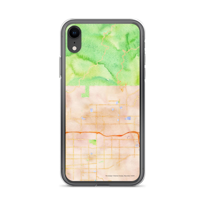 Custom iPhone XR Glendora California Map Phone Case in Watercolor