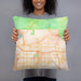 Person holding 18x18 Custom Glendora California Map Throw Pillow in Watercolor
