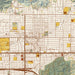 Glendora California Map Print in Woodblock Style Zoomed In Close Up Showing Details