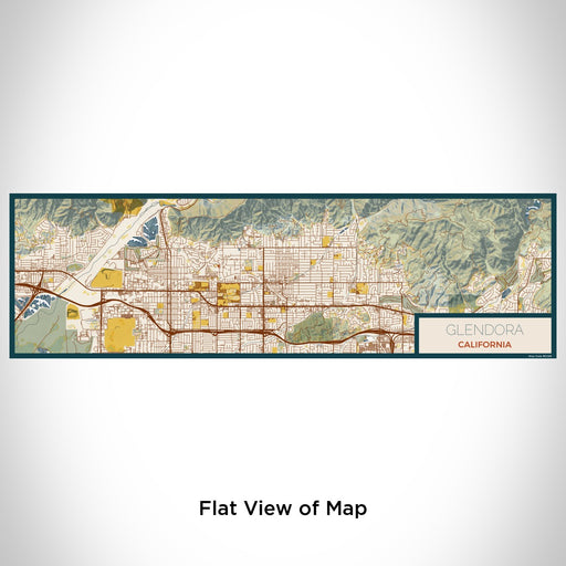 Flat View of Map Custom Glendora California Map Enamel Mug in Woodblock