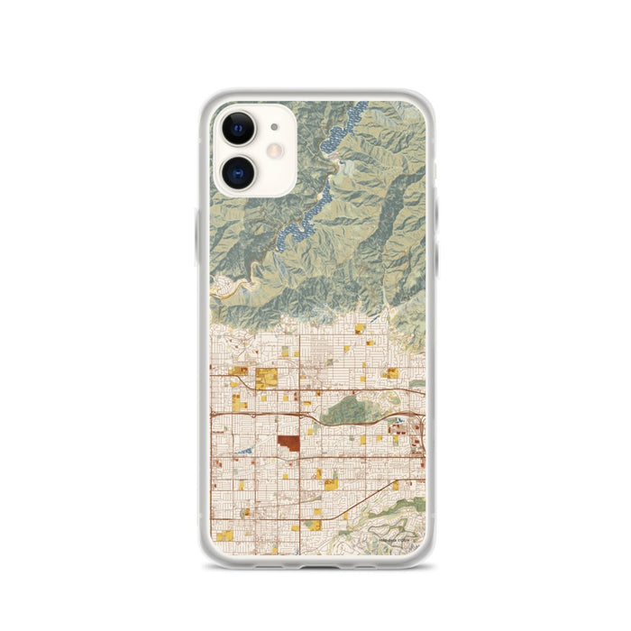 Custom iPhone 11 Glendora California Map Phone Case in Woodblock