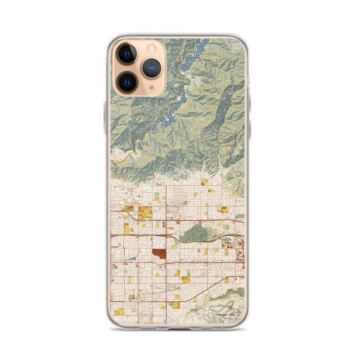 Custom iPhone 11 Pro Max Glendora California Map Phone Case in Woodblock