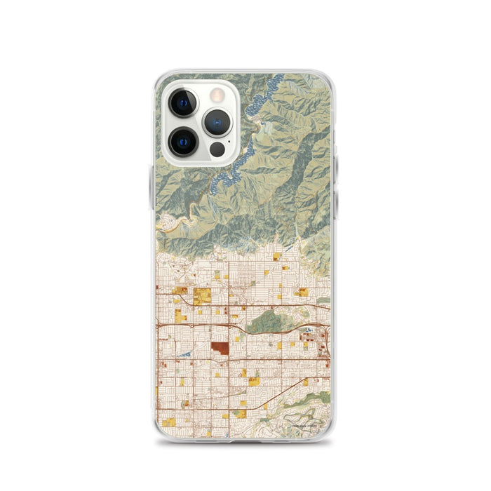 Custom iPhone 12 Pro Glendora California Map Phone Case in Woodblock