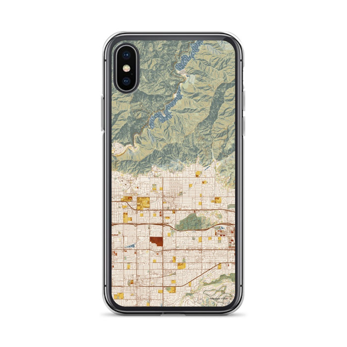 Custom iPhone X/XS Glendora California Map Phone Case in Woodblock