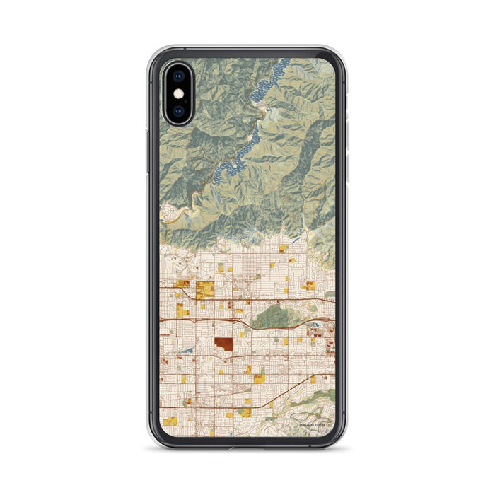 Custom iPhone XS Max Glendora California Map Phone Case in Woodblock