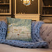 Custom Glendora California Map Throw Pillow in Woodblock on Cream Colored Couch
