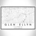 Glen Ellyn Illinois Map Print Landscape Orientation in Classic Style With Shaded Background