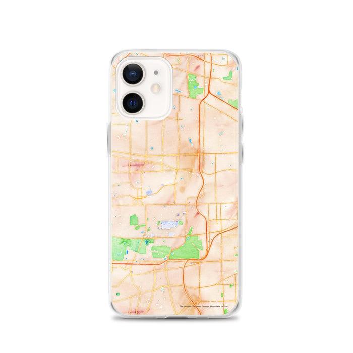 Custom Glen Ellyn Illinois Map iPhone 12 Phone Case in Watercolor