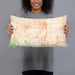 Person holding 20x12 Custom Glen Ellyn Illinois Map Throw Pillow in Watercolor