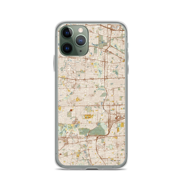 Custom Glen Ellyn Illinois Map Phone Case in Woodblock