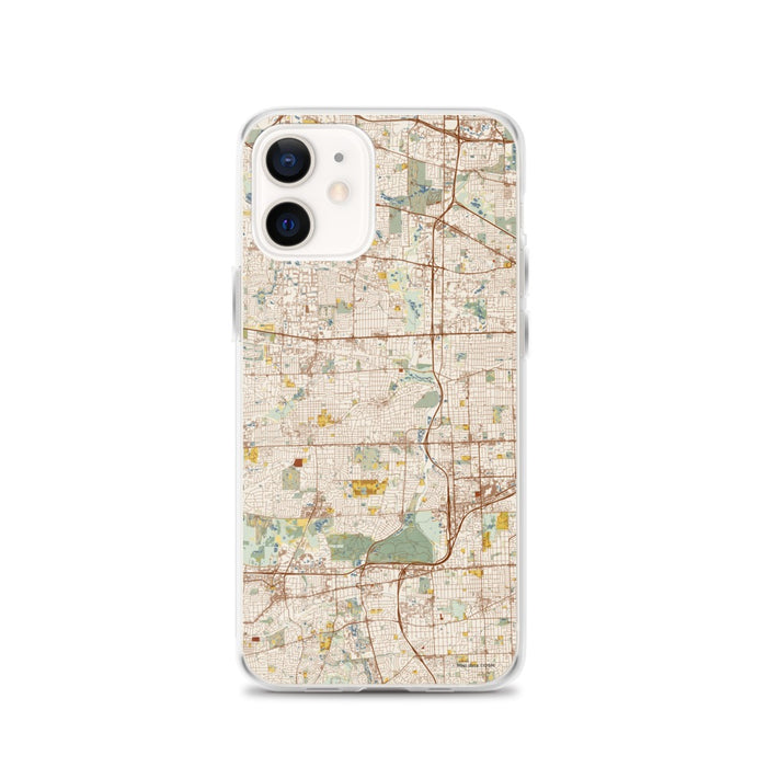 Custom Glen Ellyn Illinois Map iPhone 12 Phone Case in Woodblock