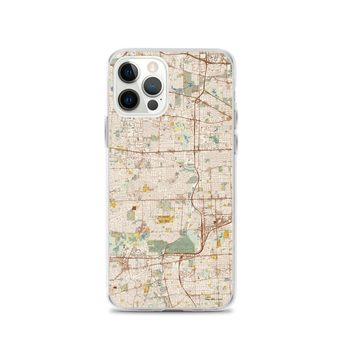 Custom Glen Ellyn Illinois Map iPhone 12 Pro Phone Case in Woodblock