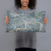 Person holding 20x12 Custom Glens Falls New York Map Throw Pillow in Afternoon