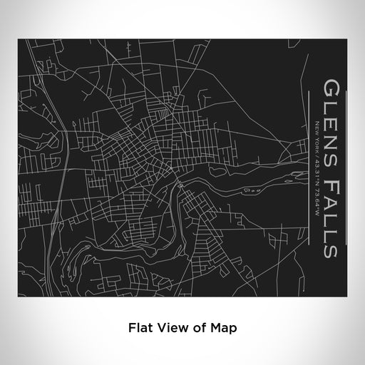 Rendered View of Glens Falls New York Map Engraving on 20oz Stainless Steel Insulated Bottle with Bamboo Top in Black