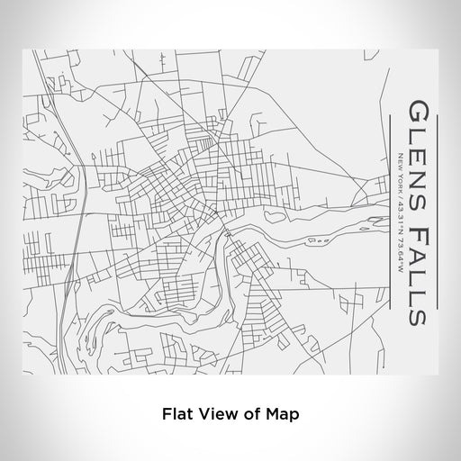 Rendered View of Glens Falls New York Map Engraving on 20oz Stainless Steel Insulated Bottle with Bamboo Top in White