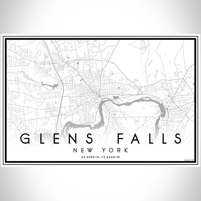 Glens Falls New York Map Print Landscape Orientation in Classic Style With Shaded Background