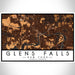 Glens Falls New York Map Print Landscape Orientation in Ember Style With Shaded Background
