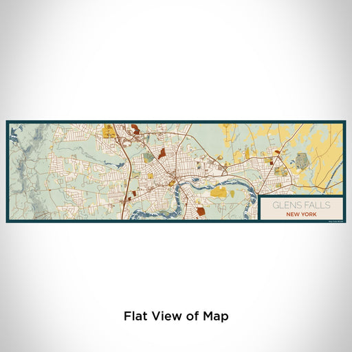 Flat View of Map Custom Glens Falls New York Map Enamel Mug in Woodblock